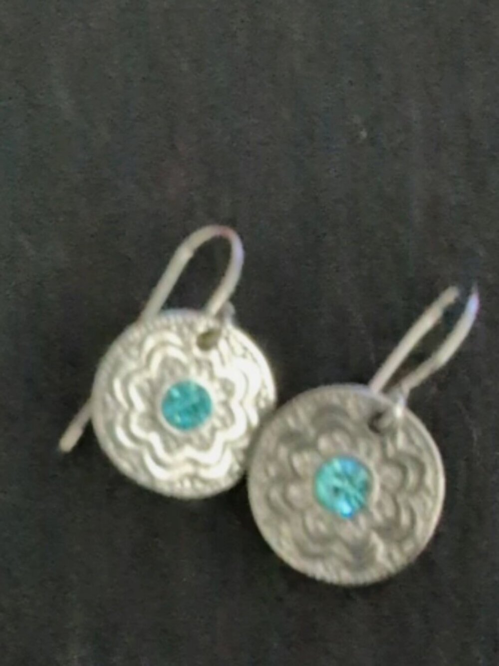 Silver Bluestone Drop Earrings Round